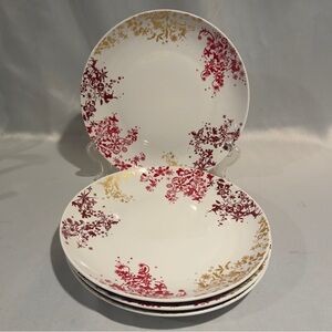 Vintage Tord Boontje Porcelain Dinner Plates Red Gold Holiday Set…